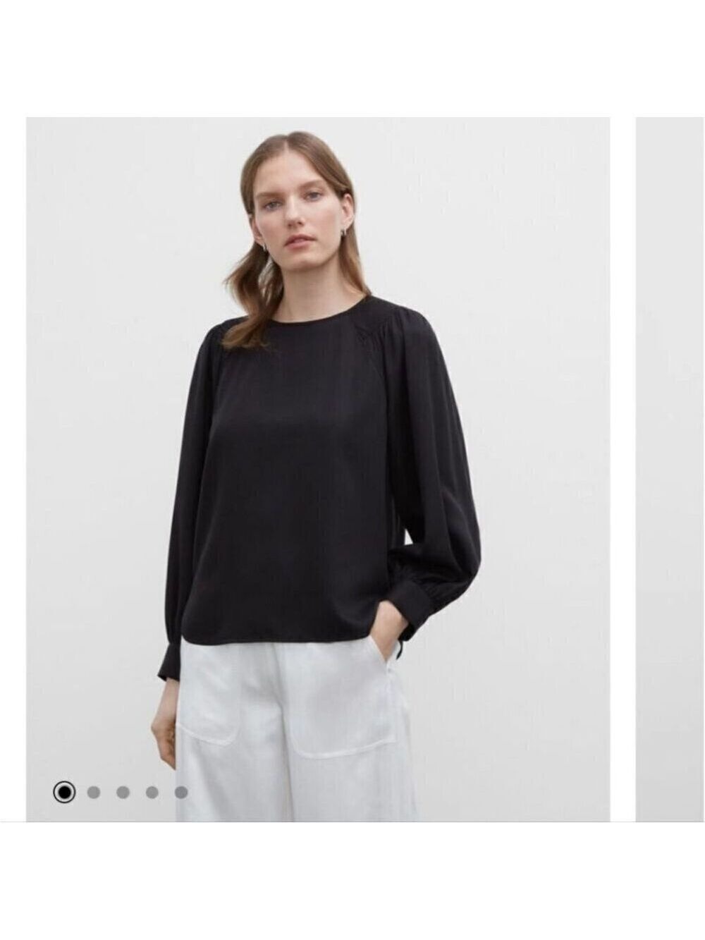 NWT CLUB MONACO | Shirred Sleeve Top black tencel sz XS